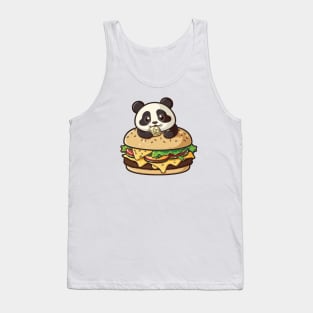 Cute Panda Eating Burger Tank Top
